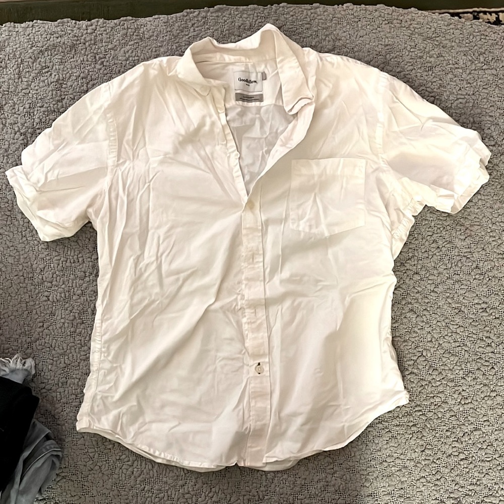 Short-sleeved white button down